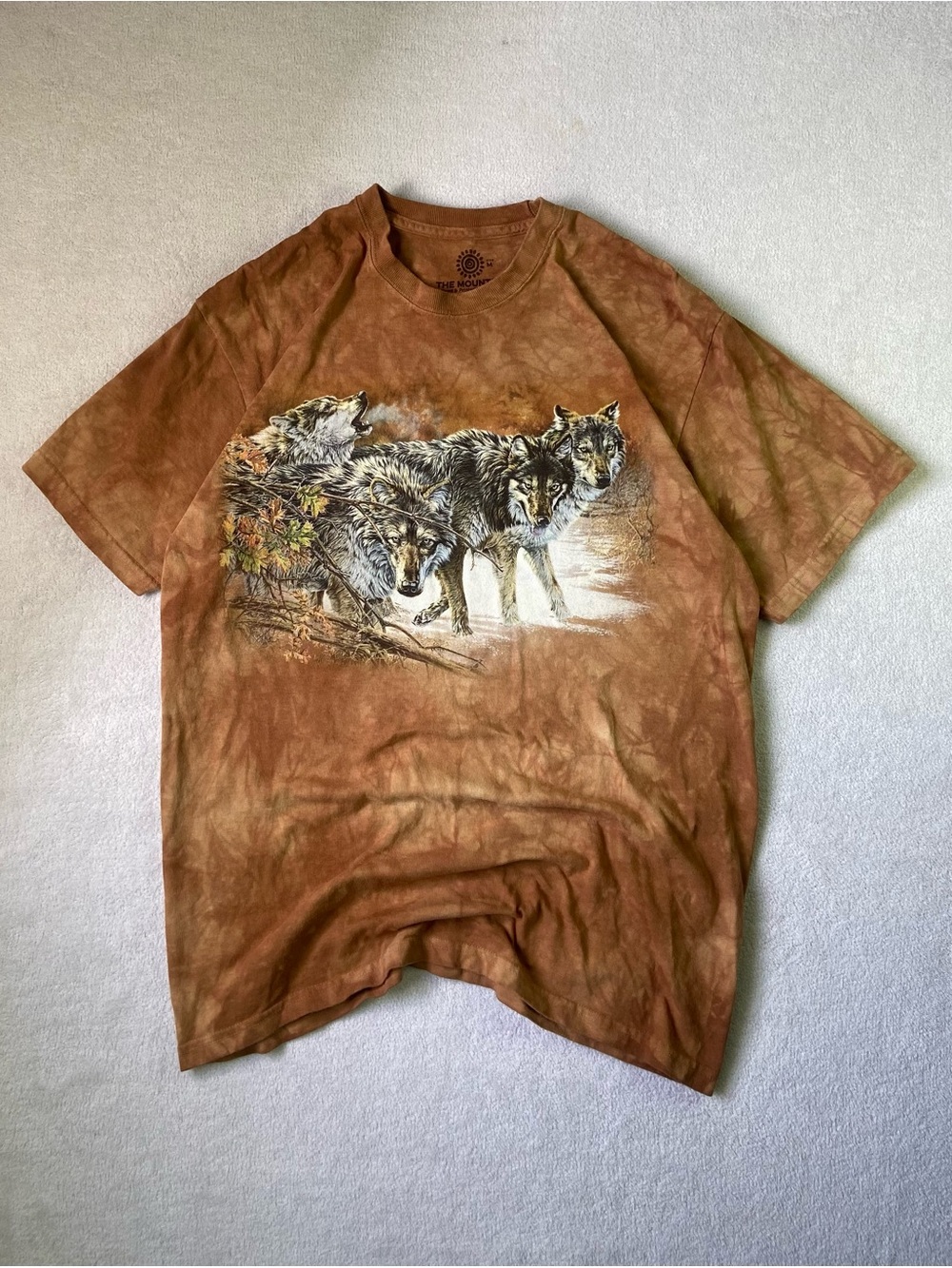 The Mountain Brown Tie-Dye Wolf Pack Short Sleeve Tee